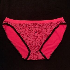 NWOT St Eve Y2K Hot Pink Punk Leopard Print Hi Cut Panty XL